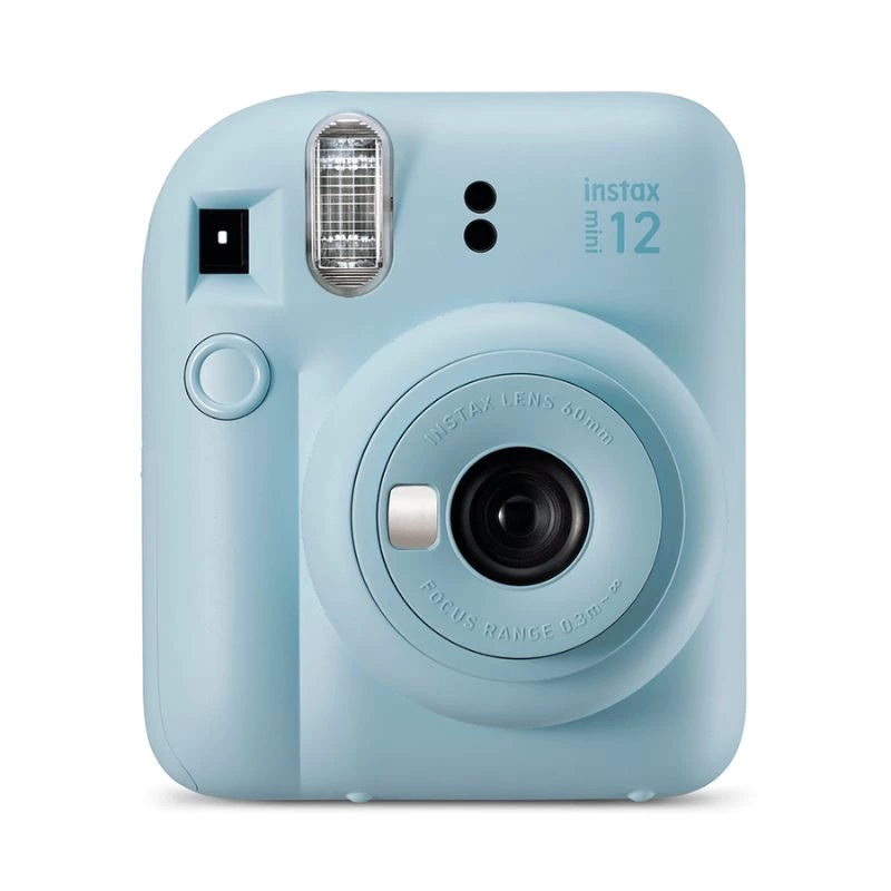 KIT CAMERA FUJIFILM INSTAX MINI 12 + PACK 10 FOTOS MACARON + BOLSA AZUL