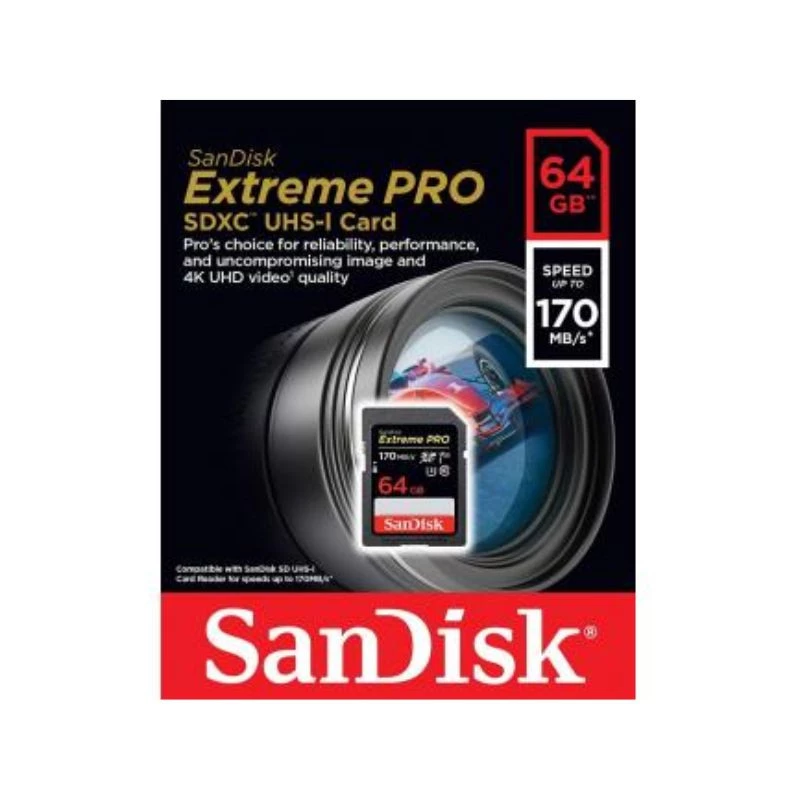 CARTAO DE MEMORIA SD 64GB SANDISK EXTREME CLASSE 10 170MBP/S