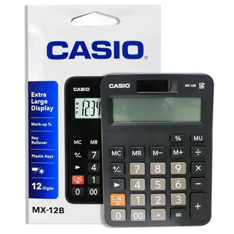 CALCULADORA DE MESA CASIO MX-12B-W4-DC 12 DIGITOS PRETA
