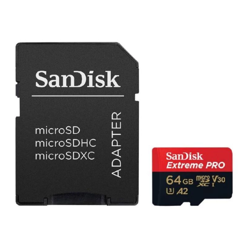 CARTAO DE MEMORIA MICRO SD 64GB SANDISK EXTREME PRO CLASSE V30 A2 200MB/S SDSQXCU-O64-GN6MA