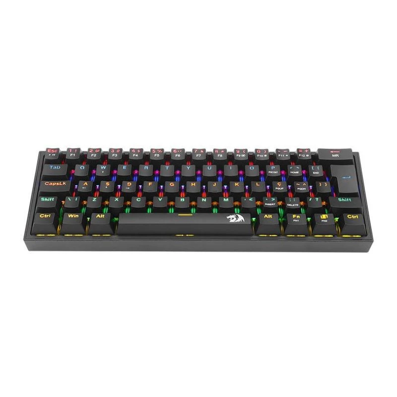 TECLADO REDRAGON GAMER MECANICO FIZZ RAINBOWN PRETO SWITCH MARROM