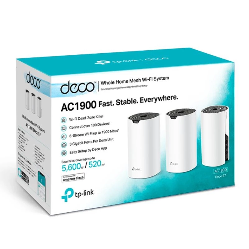 ROTEADOR WI-FI MESH TP-LINK DUAL BAND AC1900 DECO S7 (3-PACK)