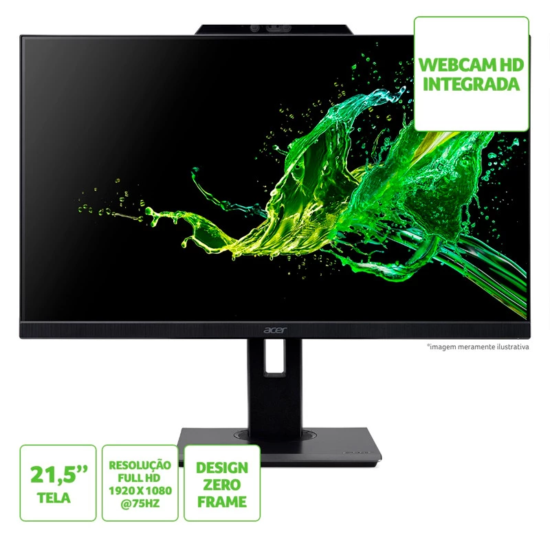 MONITOR ACER "21.5" LED FHD B227Q+WEBCAM HD PRETO