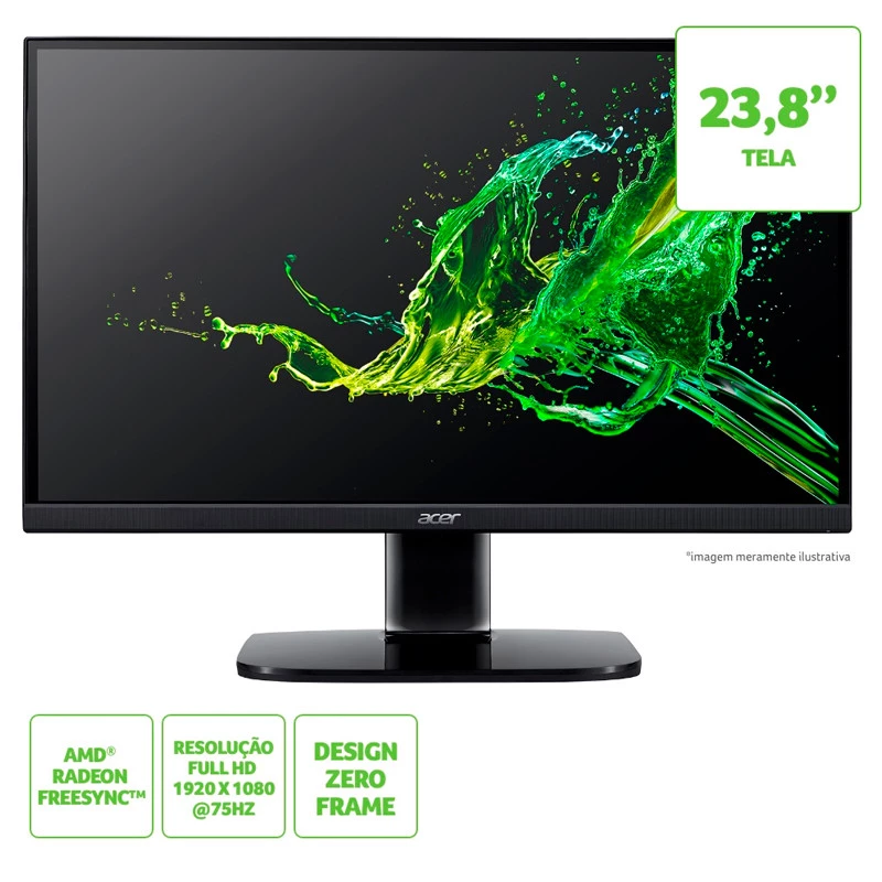 MONITOR GAMER ACER 23,8" LED FHD KA242Y HDMI PT   