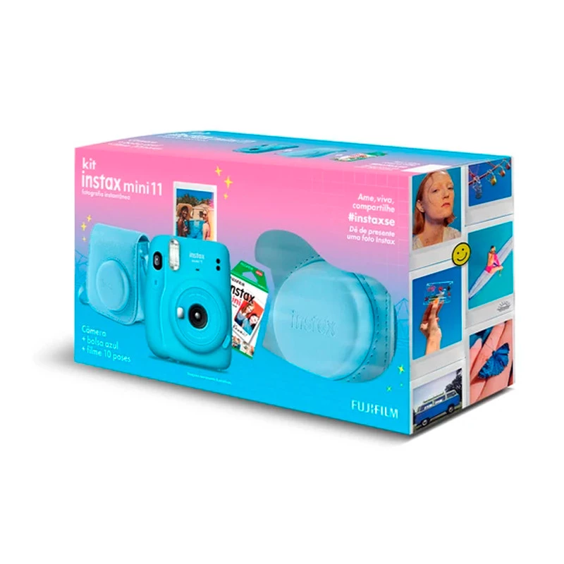 KIT CAMERA INSTAX MINI 11+ PACK 10 + BOLSA S. AZUL