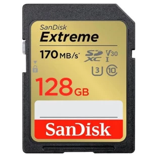 CARTAO DE MEMORIA SD 128GB SANDISK EXTREME CLASSE V30 180MB/S SDSDXVA-128G-GNCIN