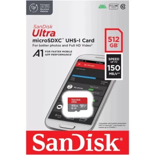 CARTAO DE MEMORIA MICRO SD 512GB SANDISK ULTRA CLASSE 10 150MB/S SDSQUAC-512G-GN6MA