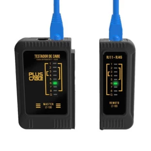 TESTADOR DE CABO DE REDE PLUSCABLE RJ11/RJ45 LT-100BK PRETO