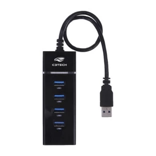 HUB C3TECH USB 3.0 4PORTAS HU-300BK PRETO