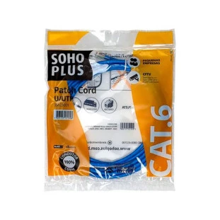 PATCH CORD SOHOPLUS CAT.6E T568A/B 0.5MT AZUL CLARO
