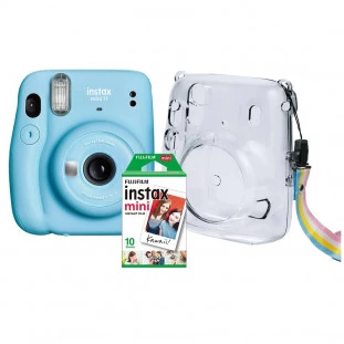 KIT CAM. FUJI INSTAX MINI 11 AZUL +10FOTOS +BOLSA 
