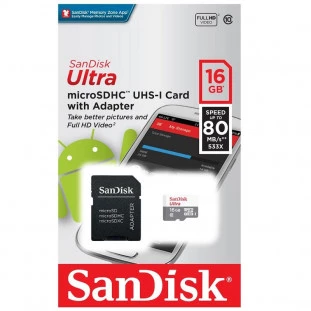 MEM.MICRO SD 16GB SANDISK ULTRA CL.10 80MB/S      